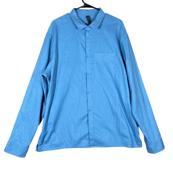 Lululemon Mens Shirt Blue Button Down Long Sleeve Collared Athletic XXL - Picture 1 of 11